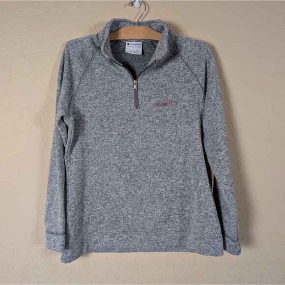 Virgina Tech Champion Quarter Zip Pullover Sweatshirt Unisex L College Hokies - Picture 1 of 7